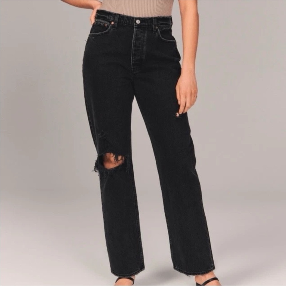 Abercrombie & Fitch The Dad High Rise Black Jeans Size 27